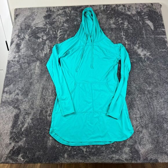 BloqUV Hoodie Dress Long Sleeve Teal Cover-Up USA Women's M Lightweight Swim - Picture 1 of 11